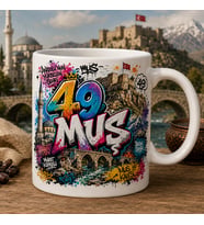 Muş Temalı Hediyelik Kupa Bardak - 49 Plaka Sokak Sanatı ve Graffiti Baskılı Özel Tasarım Kupa
