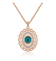 Gümüş Rose Oval Nazar Bayan Kolye
