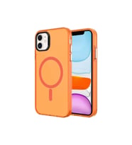 Apple iPhone 11 Uyumlu Kılıf Zore M-safe Şarj Özellikli Buzlu Transparan C-Pro Sert Kapak (Turuncu)