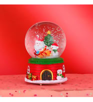 Yılbaşı Kar Küresi Büyük Boy Otomatik Işıklı Müzikli Noel Baba Ve Yılbaşı Ağacı Motifli
