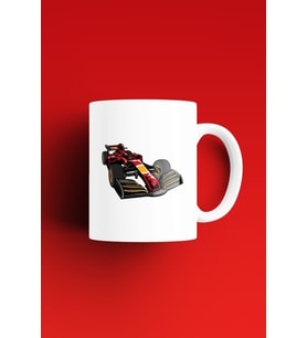 Formula 1 Aracı Desenli, Baskılı Beyaz Kupa Bardak