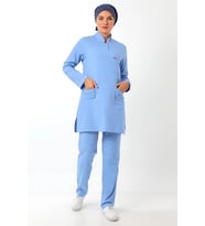 Soft Likralı Tesettür Forma Takım İki Çıtçıt - 6413 Açık Mavi