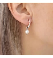 925 Ayar Gümüş Cream Tatlısu İncisi Küpe-7mm
