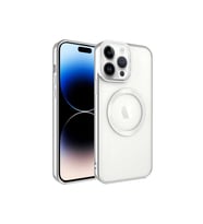 Apple iPhone 14 Pro Uyumlu Kılıf M-safe Wireless Şarj Özellikli Zore Setro Silikon (Gümüş)