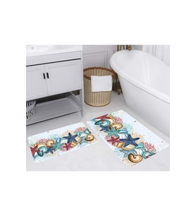 Rovigo Home Dijital Baskılı 2'li Banyo paspas Takımı RVG5237 (Mavi)