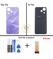 Infinix Hot 30 Play Mor Uyumlu Arka Kapak + Yapıştırıcı ve Vida Seti Arka Cam Batarya Pil Kapağı
