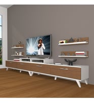 Decoraktiv Ekoflex 360R Slm Retro Tv Ünitesi Tv Sehpası - Beyaz Ceviz (Beyaz - Ceviz)