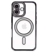 iPhone 16 Plus Kılıf Joke Simli Magneticsafe Kılıf - Siyah