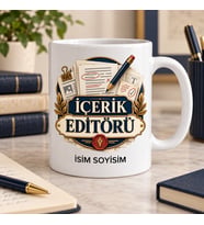 İçerik Editörü Kupa Bardak Kalem ve Metin Sayfaları Desenli