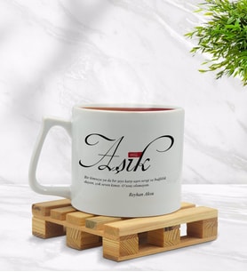 BK Gift Kişiye Özel Mânâ Aşık Tasarımlı Middle Beyaz Kupa Bardak Model 1
