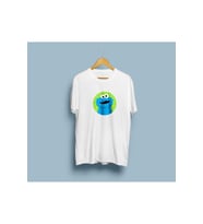 Oversize Kurabiye Canavarı Tasarım Unisex T-shirt (Beyaz)