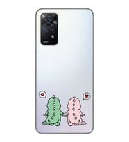 Redmi Note 11S - Note 11 Uyumlu Kalpli Dinazor Çiftler Tasarımlı Şeffaf Telefon Kılıfı