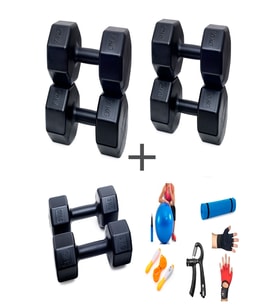 PS SPOR 3 ÇİFT DAMBIL SET 3 KG + 7 KG + 10 KG + 5 ÇEŞİT EGZERSİZ SETİ