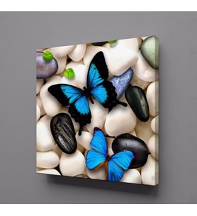 MAVİ KELEBEKLER KANVAS TABLO 30x30cm (Karışık)