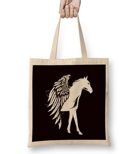 Horse Wings Bird Horseshoe Dressage Gallop Saddle Stable Bez Çanta Uzun Saplı