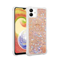 Galaxy A04 Kılıf Zore Milce Simli Pullu Yüzüklü Kılıf (Gold)