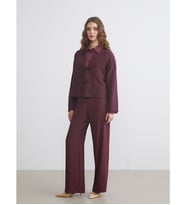 LCW Modest Mürdüm V Yaka Oversize Müslin Kadın Kimono