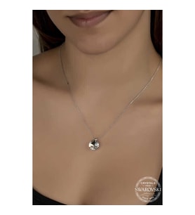 Ucarticaret S-warovski Crystal Taşlı Tektaş Gümüş Kadın Kolye
