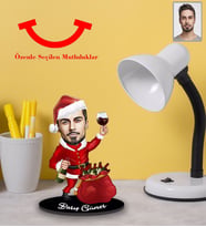 Kişiye Özel Yılbaşı Erkek Karikatürlü 3mm Şeffaf Pleksi Akrilik Biblo Model-6