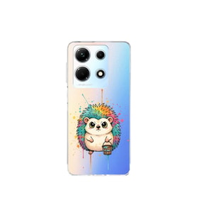 Infinix Note 30 ile Uyumlu Splash Kirpi Tasarımlı Şeffaf Silikon Kılıf