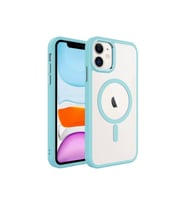 Apple iPhone 11 Uyumlu Kılıf Wireless Şarj Özellikli Zore Krom M-safe Silikon Kapak (Mavi)