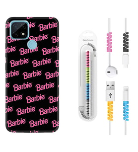 Realme C11 C21 C21Y C25Y C11 2021 Kılıf Kablo Koruma Spiral Silikon Barbie 1404