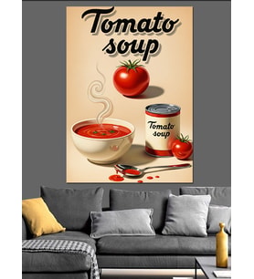 Domates Çorbası Reklamı Retro Dekoratif Kanvas - Mdf Ahşap Tablo