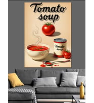 Domates Çorbası Reklamı Retro Dekoratif Kanvas - Mdf Ahşap Tablo