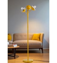 KÜRE 3 LÜ SARI LAMBADER METAL BAŞLIKLI