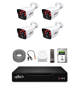 UPTECH 4 Kameralı Güvenlik Kamera Seti 2MP 1080P Full HD 6 Atom LED Gece Görüşlü 1 TB HDD 5525