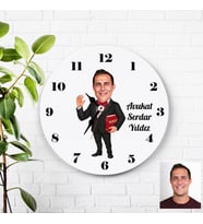 Karikatürlü Avukat Kişiye Özel Duvar Saati