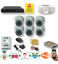QROMAX 6 Kameralı Set - İnsan Yüz Araç Tanımalı Hareket Algılayan 5 MP SONY Lensli 36 IR Ledli DOME İç Mekan 1080P FULLHD Güvenlik Kamerası Seti D136B
