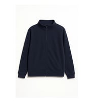 Erkek Lacivert Dik Yaka Fermuarlı İçi Polarlı Sweatshirt