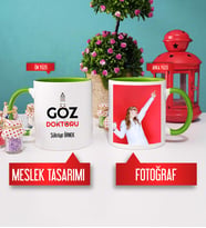 Göz Doktoru Kupa Bardak Yeşil Fotoğraflı
