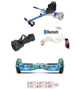 Elektrikli Kaykay Scooter Akıllı Denge Hoverboard + HoverKart + Çanta FULL LEDLİ EXTREM PAKET D20