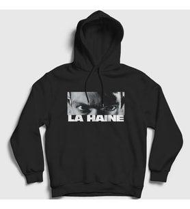 Presmono Unisex Beyaz Vinz Eyes Film La Haine Kapüşonlu Sweatshirt 500143tt (Siyah)