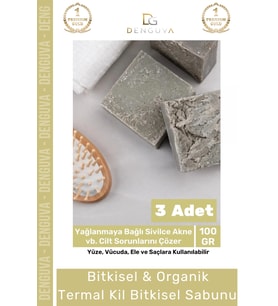 Lüks %100 Doğal Güzel Kokulu El Yüz Saç Vücut Cilt Orijinal Bitkisel Termal Kil Sabunu 100G - 3 Adet