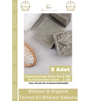 Lüks %100 Doğal Güzel Kokulu El Yüz Saç Vücut Cilt Orijinal Bitkisel Termal Kil Sabunu 100G - 3 Adet