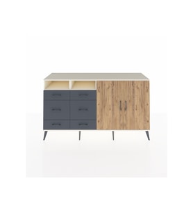 Kronos Konsol 4 Raflı 6 Çekmeceli 2 Kapaklı 176x59x99 Aytaşı-Çam/Antrasit