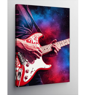 Kanvas Tablo Galaksi Ve Elektro Gitar