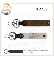 Biker Tarzına, İsim Plaka ve 0 Rh (-) Kan Grubu Yazılı Güvenli Sürüş Anahtarlığı, Kahve-Pudra-Ysl (Çok Renkli)