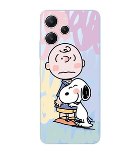 Xiaomi Redmi 12 Uyumlu Uyumlu Snoopy ve Charlie Brown Tasarımlı Şeffaf Telefon Kılıfı