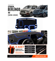 e-biz CITROEN BERLINGO K9 (2018-2026) Uyumlu Torpido Örtüsü, Torpido Kılıfı - Siyah-Mavi - CI015