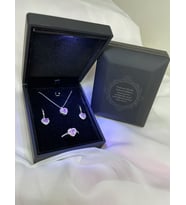 925ayar Gümüş Kalpli Set - Özel Işıklı Kutu ile Birlikte