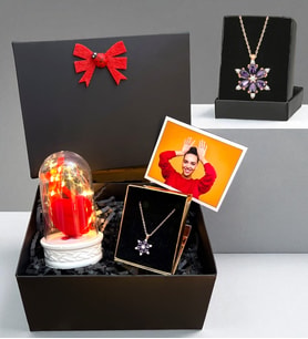 Premium Hediye Seti - Kişiye Özel Lotus Kolyeli Fotoğraflı Hediye Kutusu (Model 2)