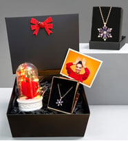 Premium Hediye Seti - Kişiye Özel Lotus Kolyeli Fotoğraflı Hediye Kutusu (Model 2)