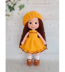Şapkalı Fatoş Bebek Amigurumi Organik Oyuncak (Standart)