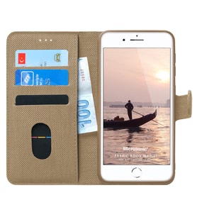 Microsonic Apple iPhone SE 2022 Kılıf Fabric Book Wallet Gold
