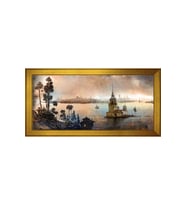 Eski İstanbul Motifli Kanvas Tablo 80 x 110 cm Gold Çerçeve