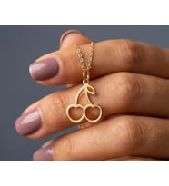 Kişiye Özel 925 Ayar Gümüş Minimalist Kiraz Kolye (Gold)